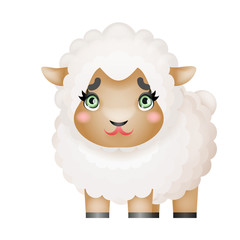 Fototapeta premium Lamb sheep little cute domestic farm mammal animal cartoon design vector illustration