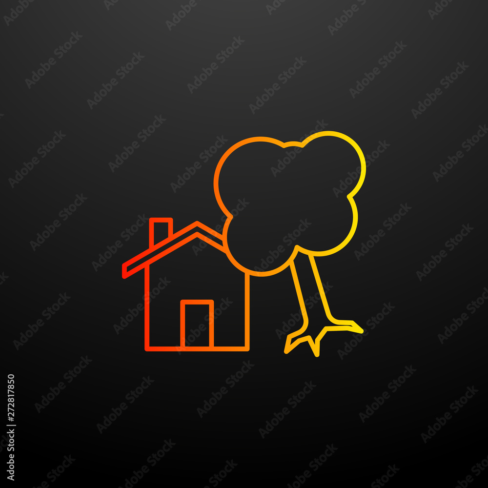 Poster tree fall on the house nolan icon. elements of insurance set. simple icon for websites, web design, 