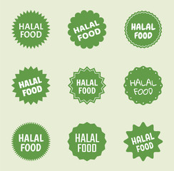 halal food icon set, islamic healthy food labels