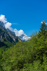 Fototapeta na wymiar Mountain landscape of the Julian Alps at the Soca Valley