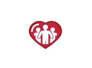 People and family for logo Design illustration, team and group in a heart shape love icon