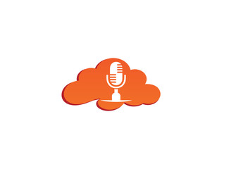 Microphone and speakerphone for logo design illustration in a cloud shape icon