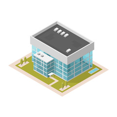 Vector Isometric Icon Illustration Modern Office Building or infographic elements.