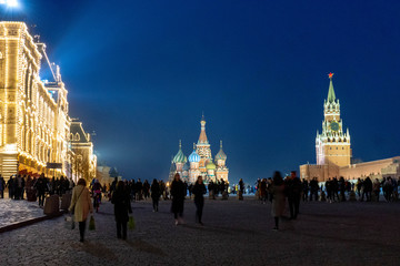 lights on the red square in Moscow