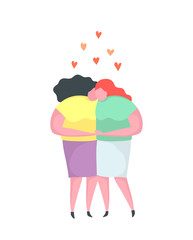 Lesbian Love Couple Kissing Hugging Homosexual Flat Design