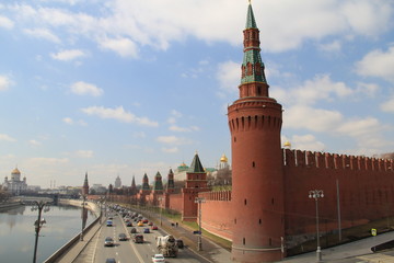 Fototapeta premium view of the walls and towers of the Moscow Kremlin
