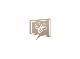 Happy bee open wings and fly for logo design illustration in chat icon