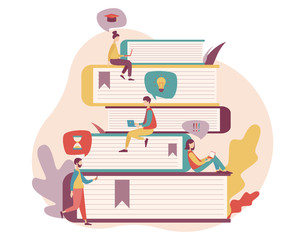 Online Education. Flat cartoon style. Vector illustration