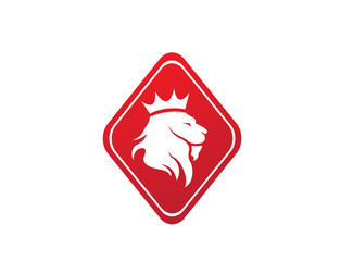 Lion head and crown in the top logo design, animal king symbol in the shape