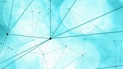 Obraz premium Circles bokeh tech background, dots and lines connection graphic