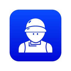 Plumber man icon blue vector isolated on white background