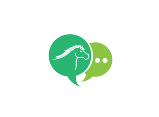 Horse head symbol in chat icon for logo design illustration