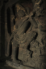 Fototapeta na wymiar Stone carved statues of ellora caves Aurangabad, India