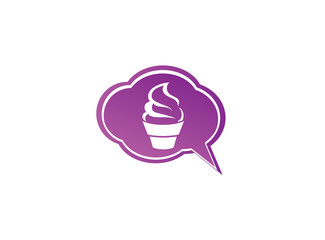 Creamy cupcake Kuchen for logo design illustration, muffin in chat icon