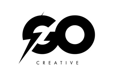 GO Letter Logo Design With Lighting Thunder Bolt. Electric Bolt Letter Logo
