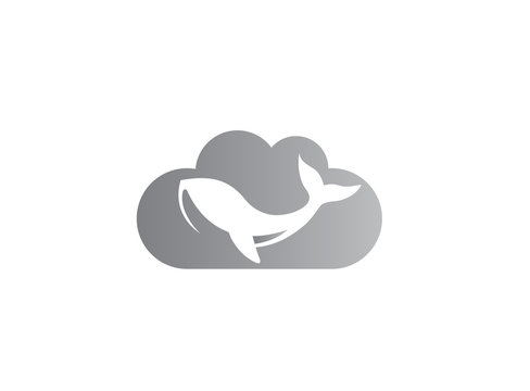 Humpback an ocean's giant whale for logo design illustration in a cloud shape icon