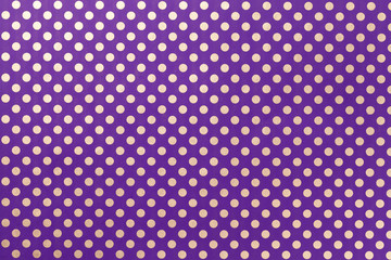 Dark violet background from wrapping paper with a pattern of silver polka dot closeup.