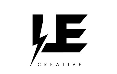 LE Letter Logo Design With Lighting Thunder Bolt. Electric Bolt Letter Logo