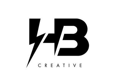 HB Letter Logo Design With Lighting Thunder Bolt. Electric Bolt Letter Logo