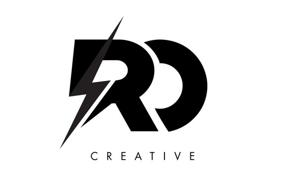 RO Letter Logo Design With Lighting Thunder Bolt. Electric Bolt Letter Logo