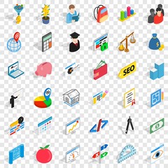 Brick icons set. Isometric style of 36 brick vector icons for web for any design
