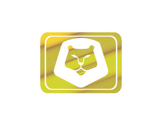 Orange lion head and face for logo design illustration, animal king icon