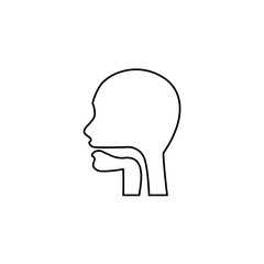 Oral cavity, pharynx and esophagus glyph icon. Upper section of alimentary canal. Silhouette line symbol. Negative space. Vector isolated illustration