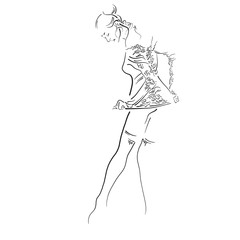 sketch of girl in red 