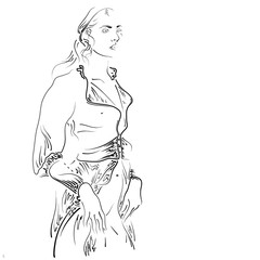 sketch of woman in a dress