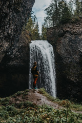 Fototapeta premium Water and Waterfalls at Moul Falls, Wells Gray Park, Canada