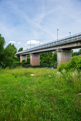 concrete brick bridge over the river