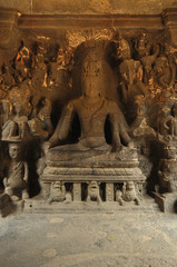 Stone carved statues of ellora caves Aurangabad, India