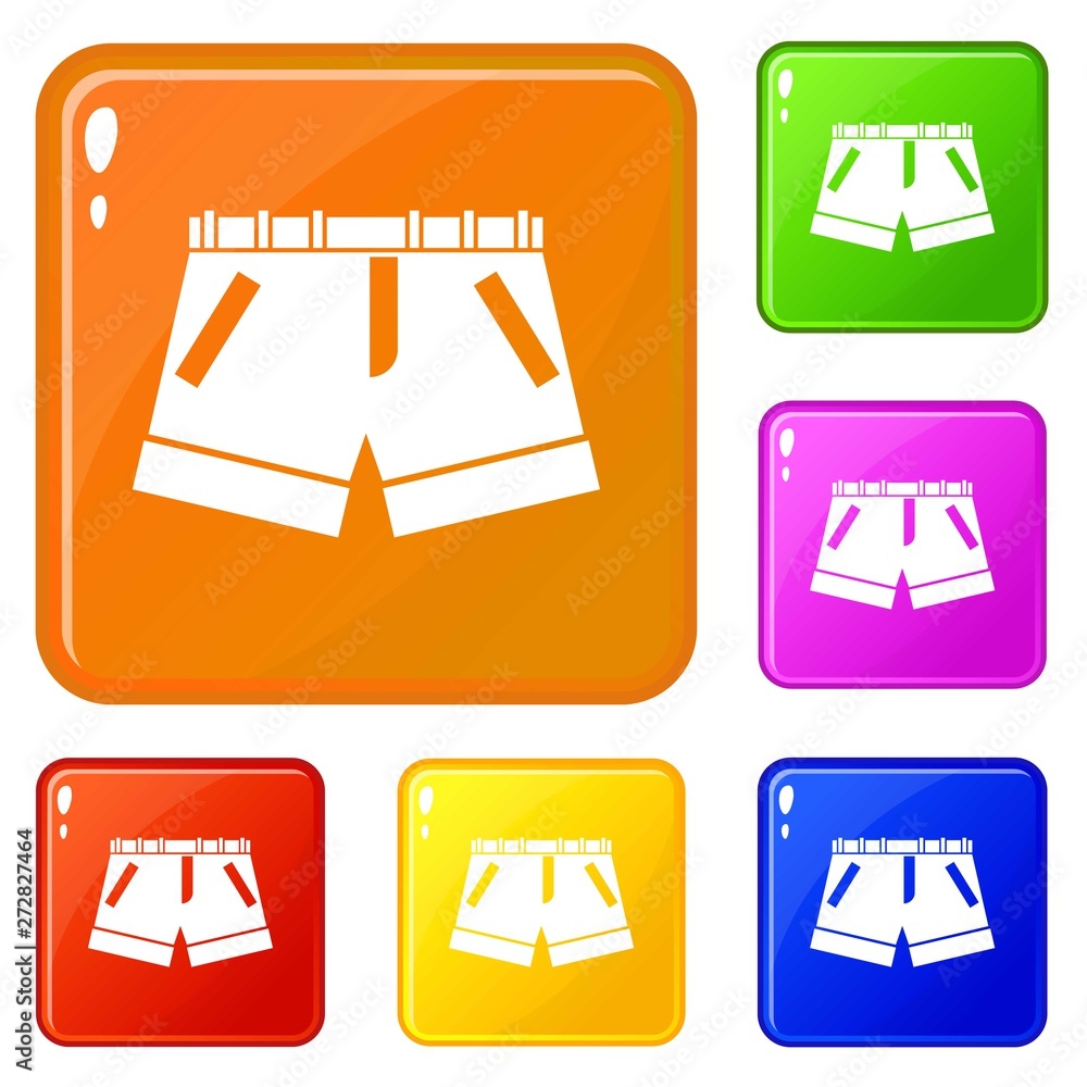 Poster shorts icons set collection vector 6 color isolated on white background