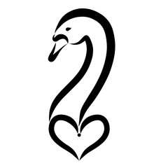 question mark in the form of a swan and a heart