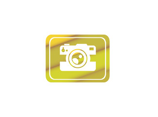 Photographe an old style camera logo design illustration in a rectangle shape