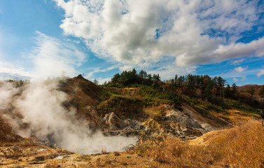 Goshougake Onsen hotspring in autumn season Akita Prefecture Japan.