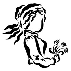 young beauty wearing a crown with a bouquet of flowers in her hand