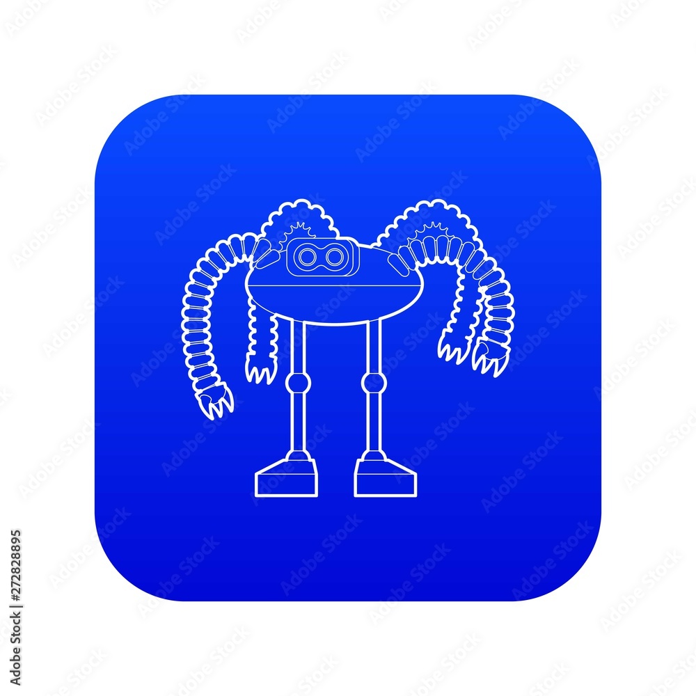 Wall mural robot octopus icon blue vector isolated on white background