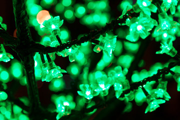 Decorative electrics tree bulbs green flowers shines at night