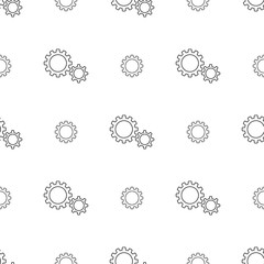Seamless pattern with gear icon on white background. Settings symbol. Outline style. Vector illustration for design, web, wrapping paper, fabric, wallpaper.