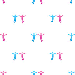 Seamless pattern with couple icon. Teamwork concept. Male and female. Vector illustration for design, web, wrapping paper, fabric, wallpaper.