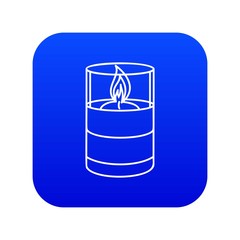 Candle glass icon blue vector isolated on white background
