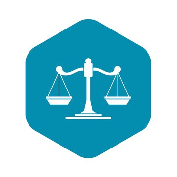 Scales of justice icon in simple style on a white background vector illustration
