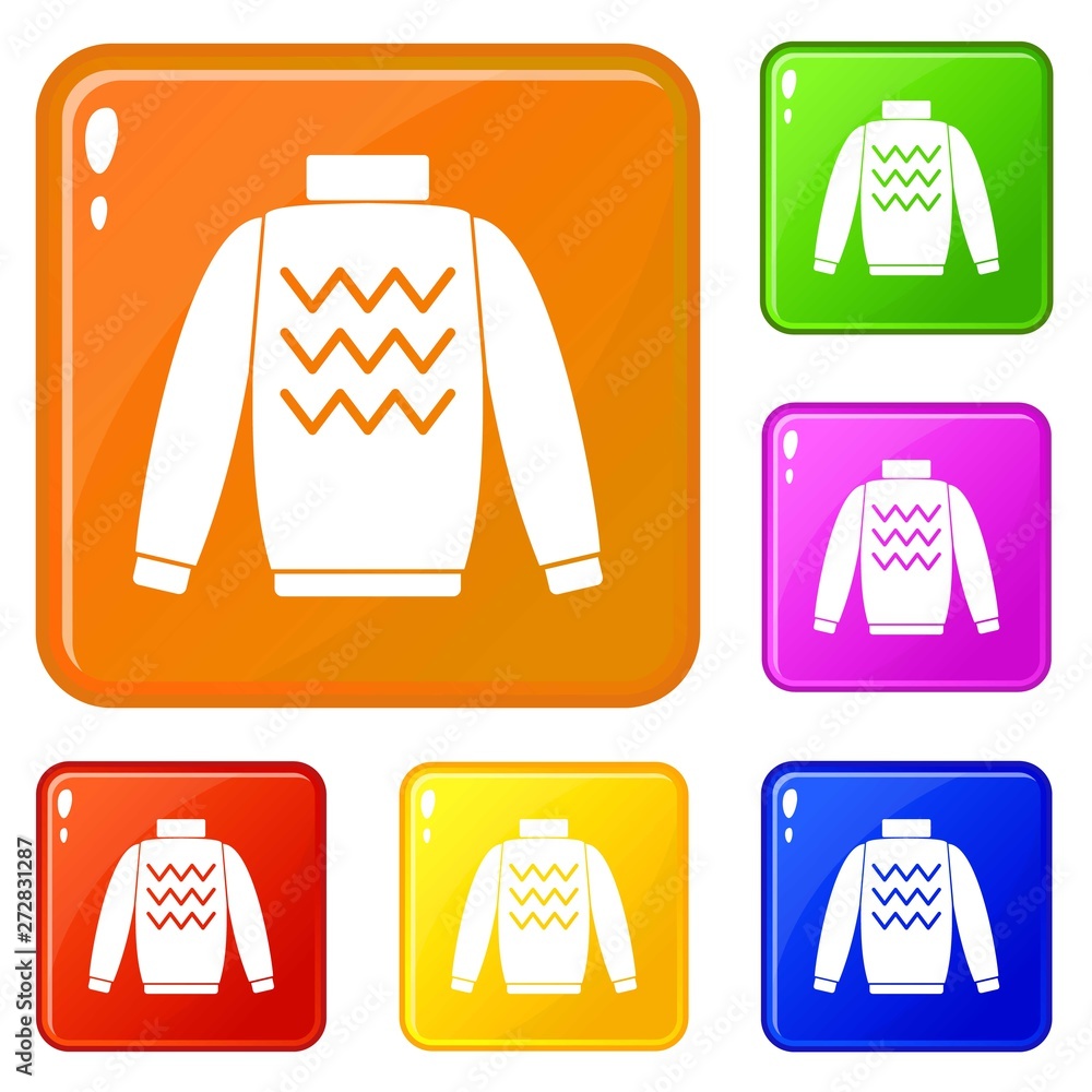 Poster pullover icons set collection vector 6 color isolated on white background
