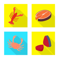 Vector illustration of product and ocean icon. Collection of product and restaurant stock symbol for web.