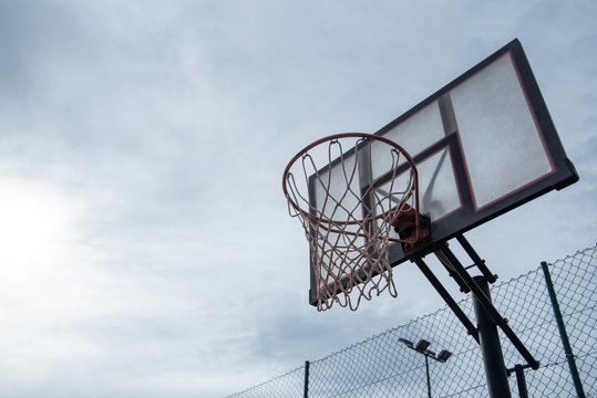 basketball hoop empty and abandoned