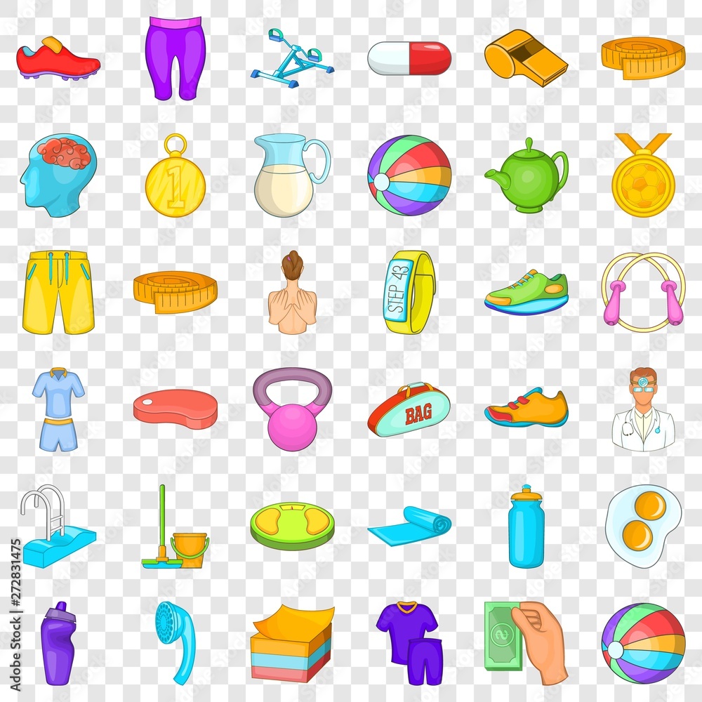 Poster first place icons set. cartoon style of 36 first place vector icons for web for any design