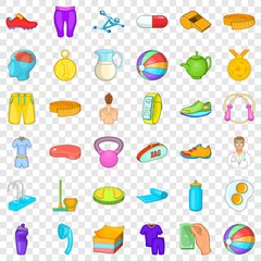 First place icons set. Cartoon style of 36 first place vector icons for web for any design