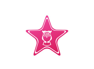 Owl open eyes for logo design illustration, wise bird in a shape icon