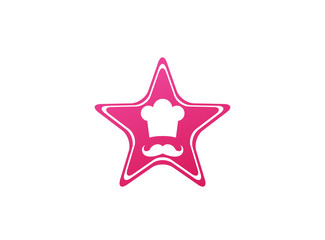 Obraz premium Cooker with mustache smile and wear a big hat logo design illustration in a shape